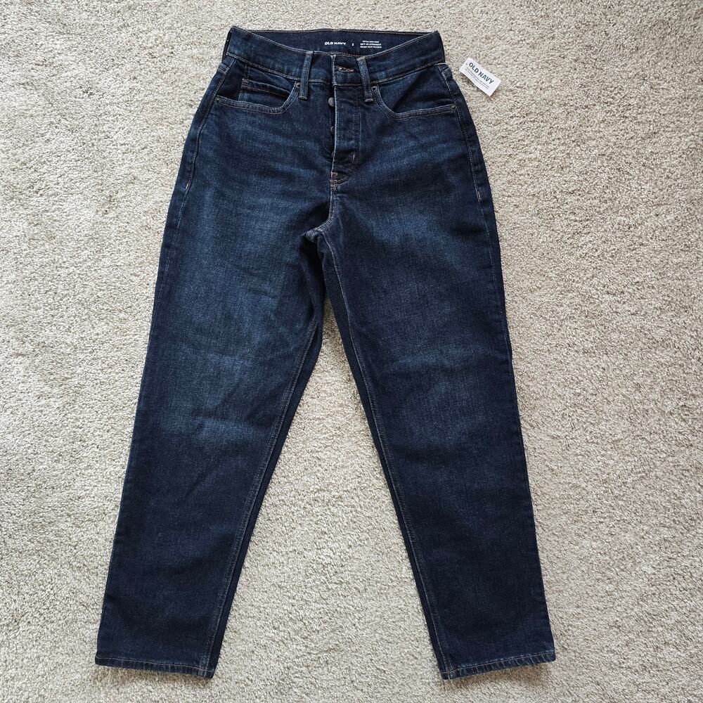 NWT Old Navy Extra High Rise High Straight Secret Slim Pockets Blue Jeans Size 2
